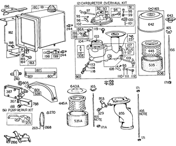 Carburetor,fuel,air Cleaner Diagram and Parts List for 251412-0194-XX  Briggs and Stratton Engine